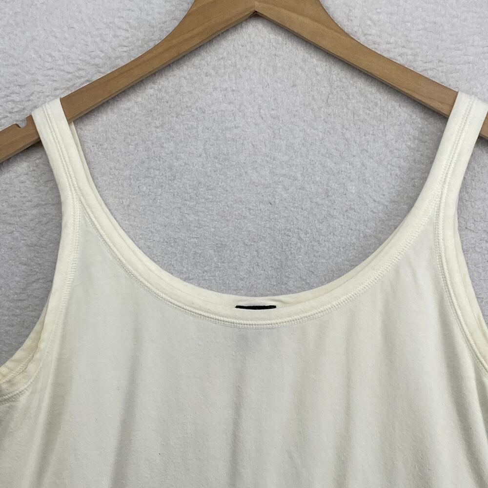 EILEEN FISHER Tank Top L Cotton Stretch Jersey Scoop Neck Camisole White USA - Picture 2 of 9